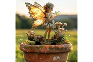 Golden Wing Fairy with Butterfly Acrylic Garden Stake, Indoor And Outdoor Garden Acrylic Decoration, Idea Gift For Flower Pot