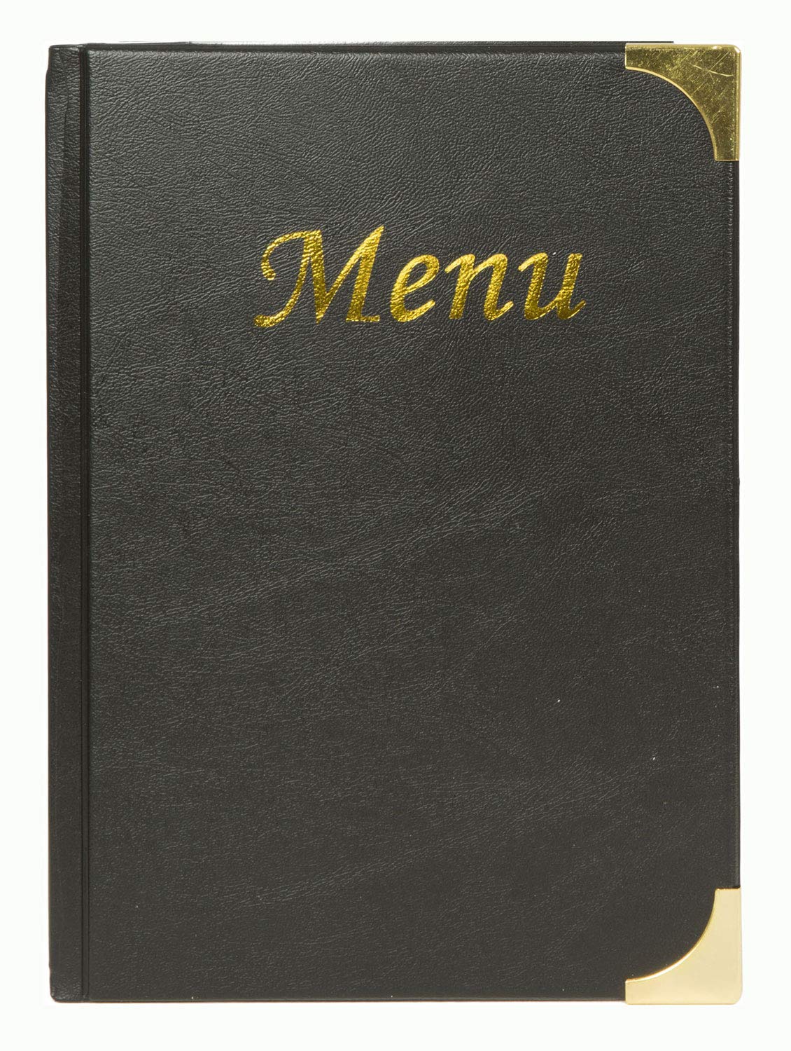 Securit Premium Faux Leather A5 Menu Holder - 8 Page to View Sleek Display Folder for Food and Drinks - Ideal for Restaurants, Cafe or Bar (Black)