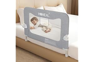 HOMEAL Bed Rail for Toddlers，32" x 26" Grey, Foldable Tall Baby Bed Rail Guard for Easy Use and Storage, U-Shaped Base Width Increased by 4", Suitable for Twin, Full, Queen, King Size Bed