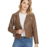 Fahsyee Faux Leather Jacket for Women, Vegan Jackets Moto Biker Motocycle Coat