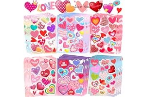 SWARKOL 36 Sheets Heart Stickers, Valentine Stickers, Valentines Day Stickers for Kids Cards Craft Scrapbooking, Party Favors Gifts Weddings Anniversaries Decoration