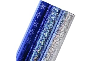 LeZakaa Holographic Foil Wrapping Paper - Mini Roll - Navy/Blue/Silvert for Birthday, Wedding Shower, Holiday - 17 x 120 inch
