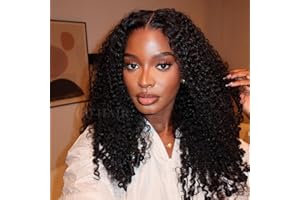 OQ HAIR Burmese Curly Glueless Wigs Human Hair Pre Plucked Pre Cut 180% Density Drawstring Wig Human Hair 9x6 HD Lace Wear and Go Glueless Wig for Women Natural Color 22 Inch