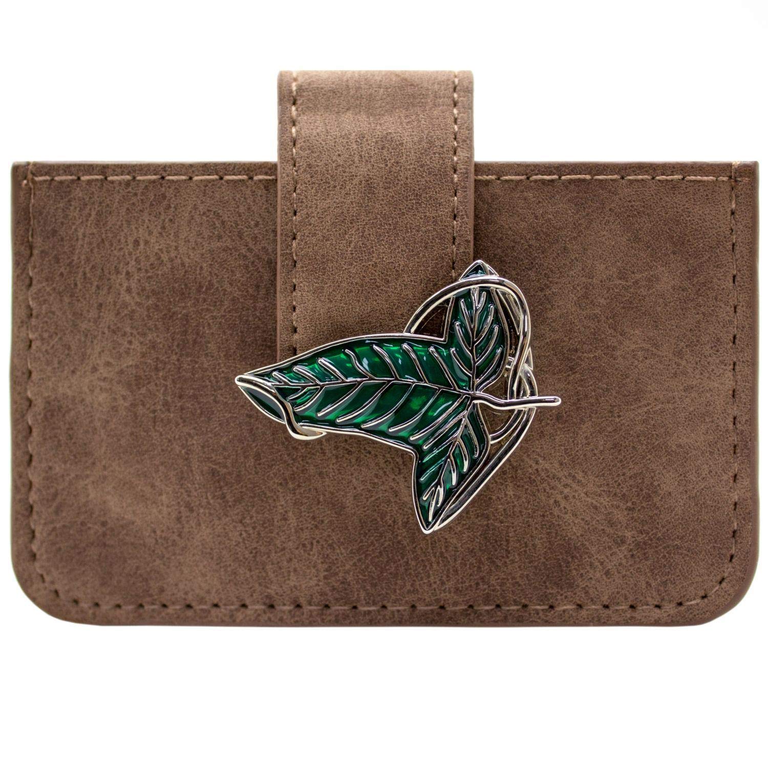 Lord of the Rings Enchanted Forest Elven Leaf Emblem Wallet Card Holder ID & Card Holder, Brown