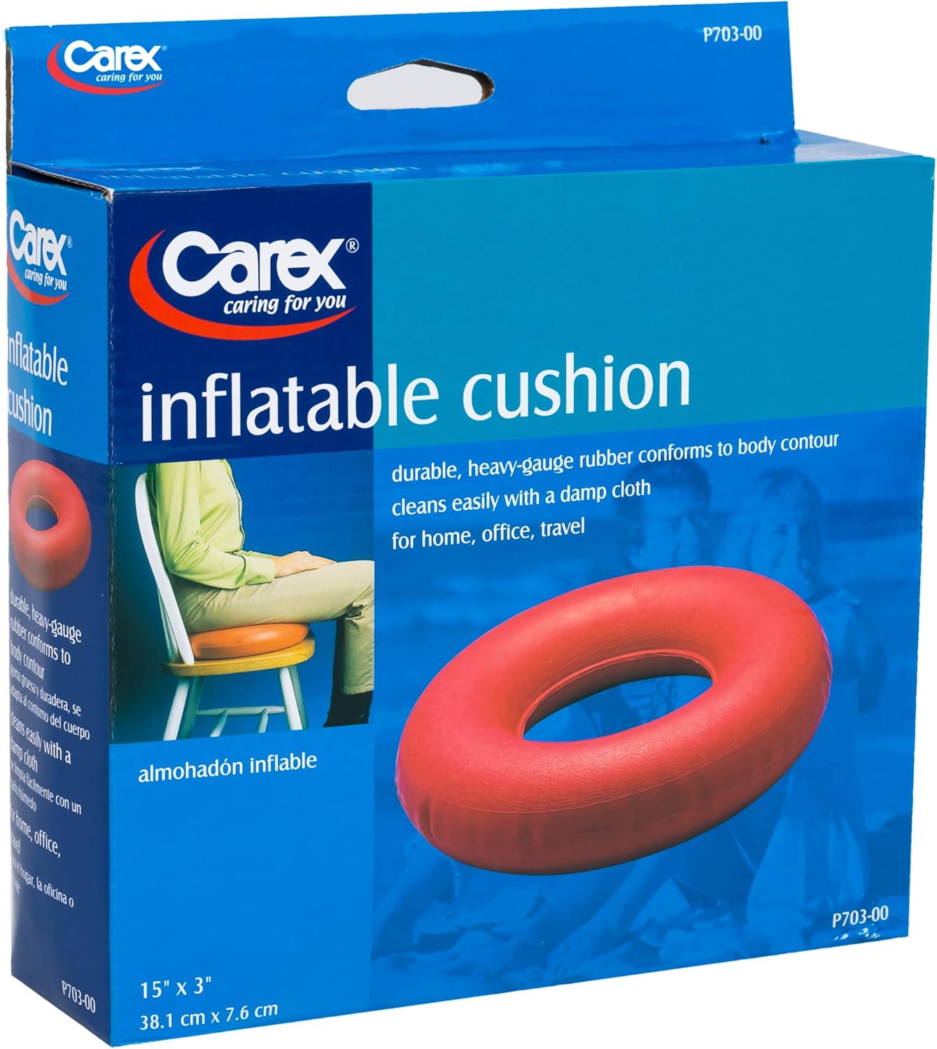 Carex Inflatable Donut Cushion - For Tailbone Pain, Hemorrhoids, Sciatica - Relief Cushion For Office Chair, Car, Seats, Travel, Wheelchair: Health & Personal Care