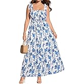 Plus Size Summer Dress - Sun Casual Beach Boho Floral Button Down Long Maxi Sundress