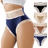 BOKIOW Women's Lace Underwear High Waisted Silky Soft Biniki Panties Breathable Sexy Ladies cheeky Briefs