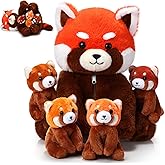 Syhood 5 Pcs Red Panda Stuffed Animal Toys Gifts Valentine Galentines Kids Kindergarten Family Set 13 Inch Mommy Plush 4 Cute Babies in Her Belly Soft Fluffy Zippered for Boy Girl Birthday(Classic)