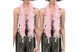 Handy Lidy Pack of 2 Chandelle Boa 25g 47inch Feather Boa Women Turkey Party Dress Up Costume Accessory