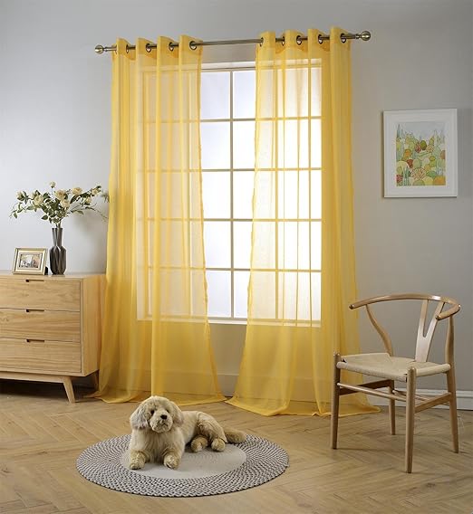 Amazon Com Miuco 2 Panels Grommet Textured Solid Sheer Curtains