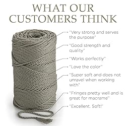 MB Cordas Gray Macrame Cord 3mm * 147yd Cotton Rope