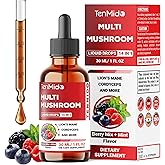Tenmido Mushroom Complex - Herbal Liquid Drops - 14in1 with Lions Mane, Cordyceps, Reishi, Turkey, Chaga, Shiitake, Ashwagandha, Bacopa, Gotu Kola, and More - 30ml 1 Fl Oz