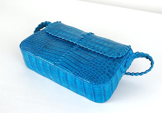 blue crocodile purse