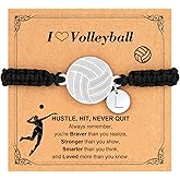 C-leen Volleyball Gifts for Teens, Dainty Volleyball Bracelet Adjustable Initial Charms Braided Sports Bracelets Birthday Valentines Gifts for Women Teens