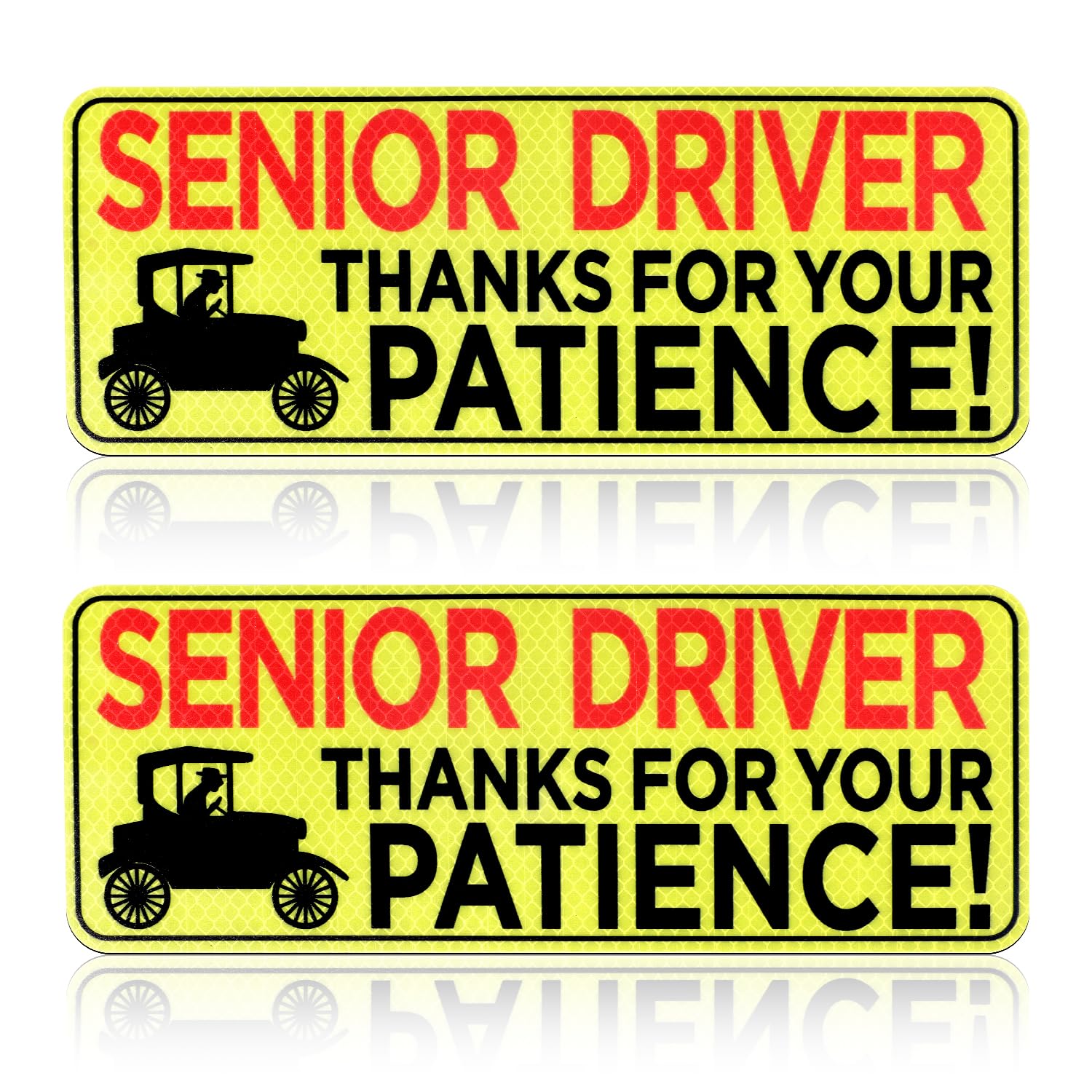 Photo 1 of 2pcs Senior Driver Car Magnet - Please Be Patient 10.24x3.94in Elderly Driver Sticker Reflective Magnetic Safety Sign