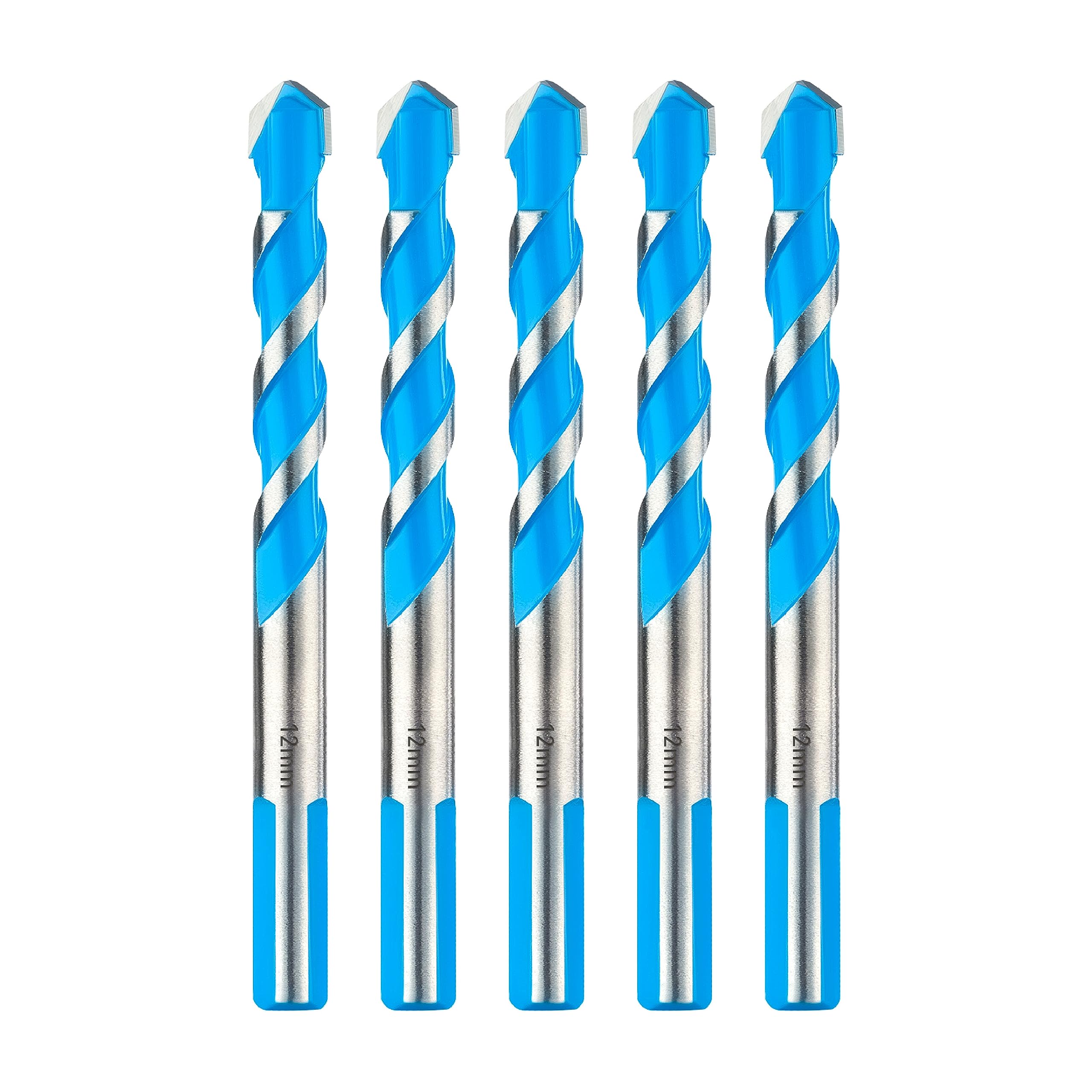 toolant 12mm Concrete Drill Bit Set & Masonry Drill Bit Set, Shockproof Hammer Drill Bit Set for Concrete/Glass/Brick/Plastic/Cement/Tile, Industrial Strength Carbide Drill Bit Tip, 12mm Box of 5 — image 1