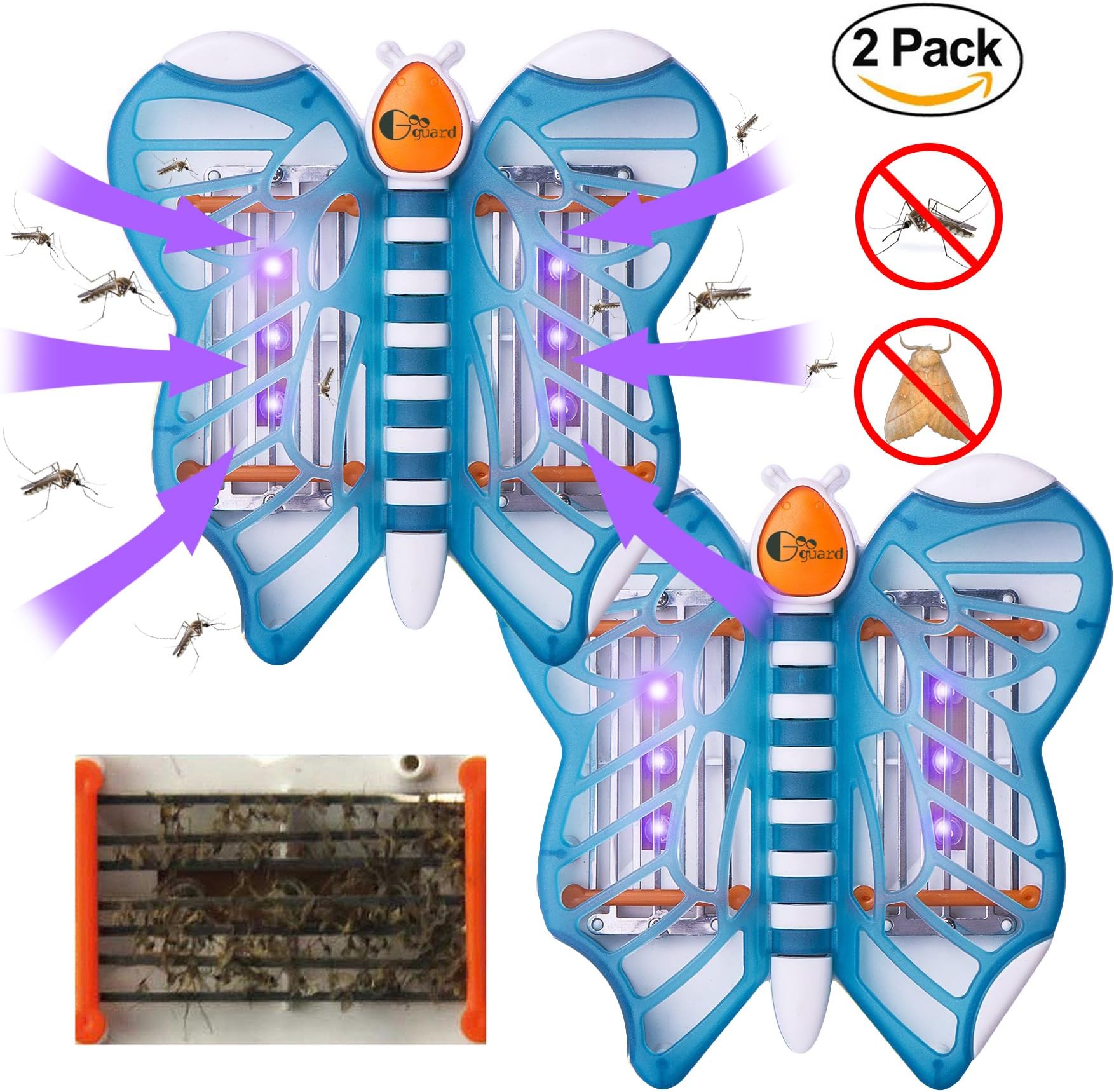 Googuard Mosquito Killer Lamp Bug Zapper Moth Trap Electronic Plug LED UV Light Pest Insect Control Mute Non-toxic Non-radiative 2 Pack