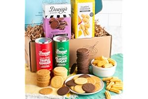 Sweet & Savory Gourmet Gift Basket by Dewey's Bakery | 5-Piece | Moravian Style Cookie Thins & Tubes & Cheese Straws | North Carolina Bakery Food Gifts & Care Package for Birthdays, Get Well