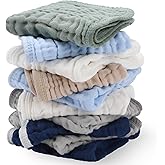 Synrroe 10 Pack Muslin Cotton Baby Washcloths – 12×12 Inches Soft & Absorbent Newborn Face Body Towels – Multicolor Baby Wash Cloths, Registry Essentials
