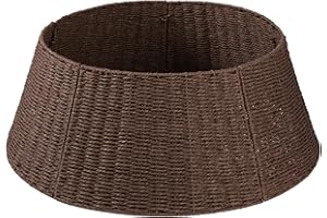 OIAHOMY Christmas Tree Collar, Wicker Holiday Tree Skirt & Stand Base Cover,Paper Rope Christmas Decor, Brown-27 inch