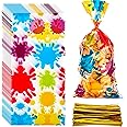 50 Pieces Artist Party Cello Bags Colorful Paint Cellophane OPP Artist Paint Treat Candy Bags Gift for Birthday Baby Shower Party Supplies Decorations