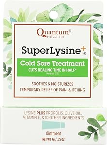Quantum SuperLysine+ Cold Sore Treatment Ointment|Relieves Pain, Burning, and Itching|Cuts Healing Time in Half|0.25 Ounce