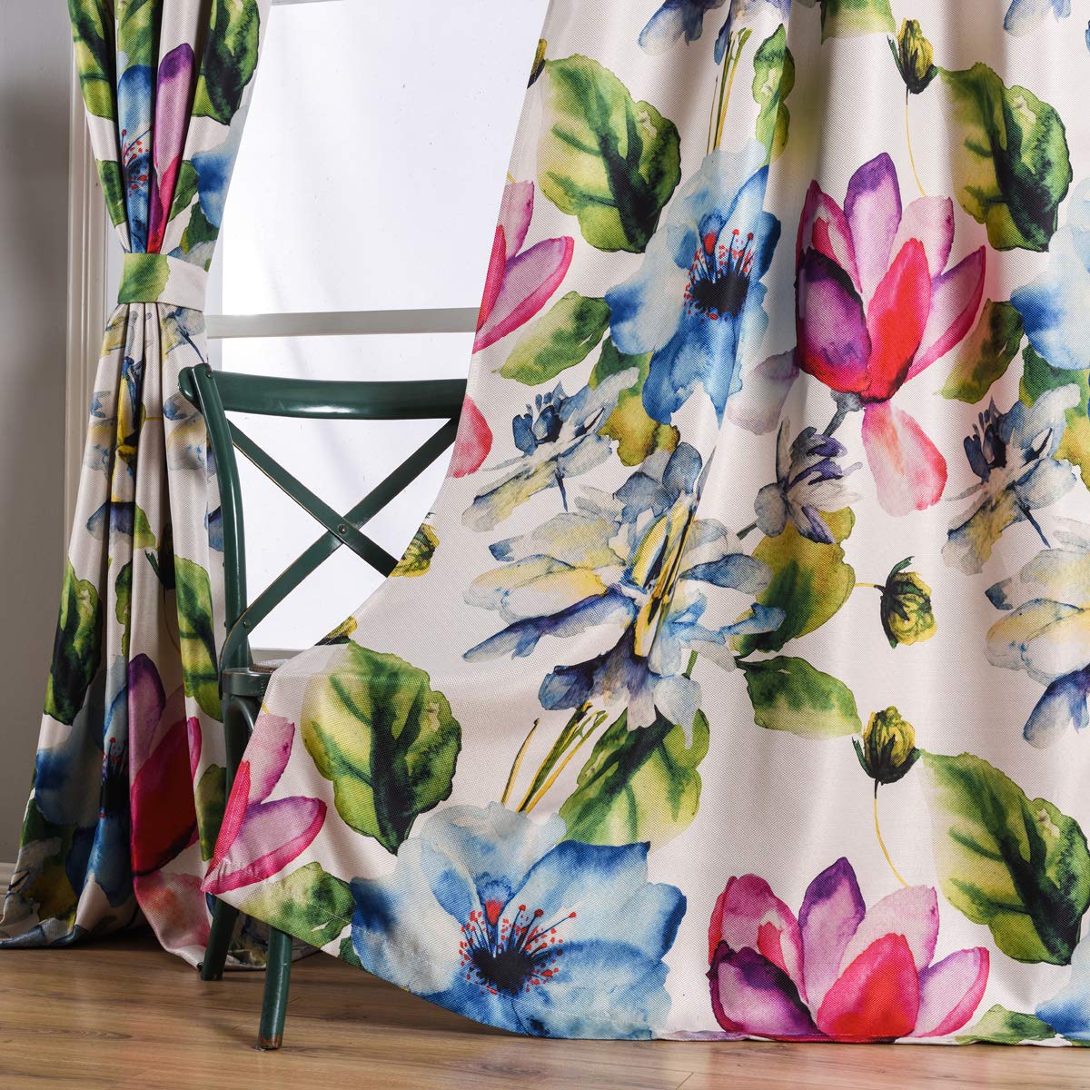 Taisier Stylish Living Elegant Abstract Colorful Curtains, Fashion Curtain 84 Inch Length for Bedroom (Floral Print)