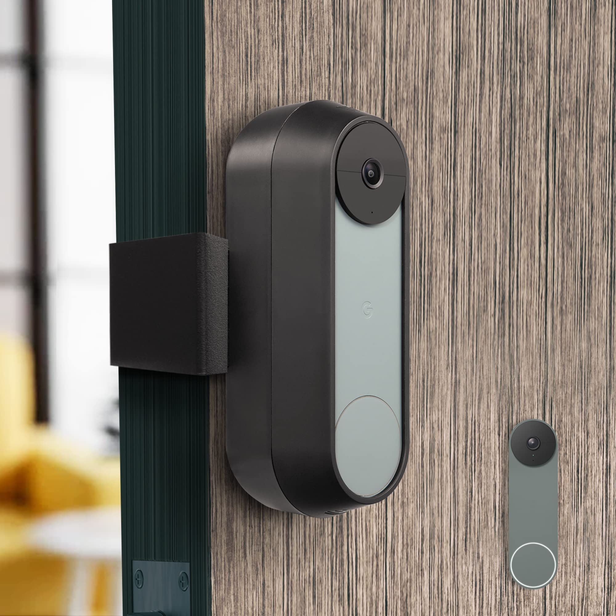 Photo 1 of Wasserstein Anti-Theft Mount Compatible with Google Nest Doorbell Battery - No-Drill Installation (Black)