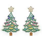 BriLove Christmas Earrings for Women Shiny Rhinestone Star Xmas Tree Drop Dangle Earring Festival Decor Holiday Party Jewelry Gift