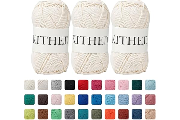 KITHED Cotton Yarn,10.5oz,526yard,3 Pack ,Soft Yarn for Crocheting and Knitting (49 Ecru)