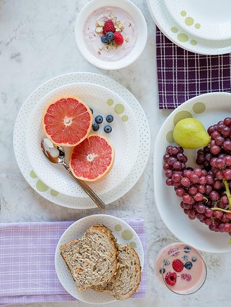 Corelle Range Spiral Glass Dinner Set, 30-Pieces, White/Yellow