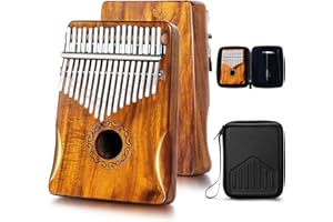 MIFOGE Kalimba Thumb Piano 17 Keys with Koa Acacia Wood,Mbira,Finger Piano Builts-in Waterproof Protective Box, Easy to Learn Portable Musical Instrument,Gift for Beginners (Koa)