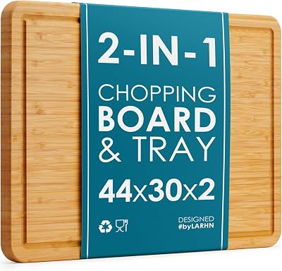LARHN Premium Organic 2-in-1 Chopping Board & Serving Tray 44x30x2cm