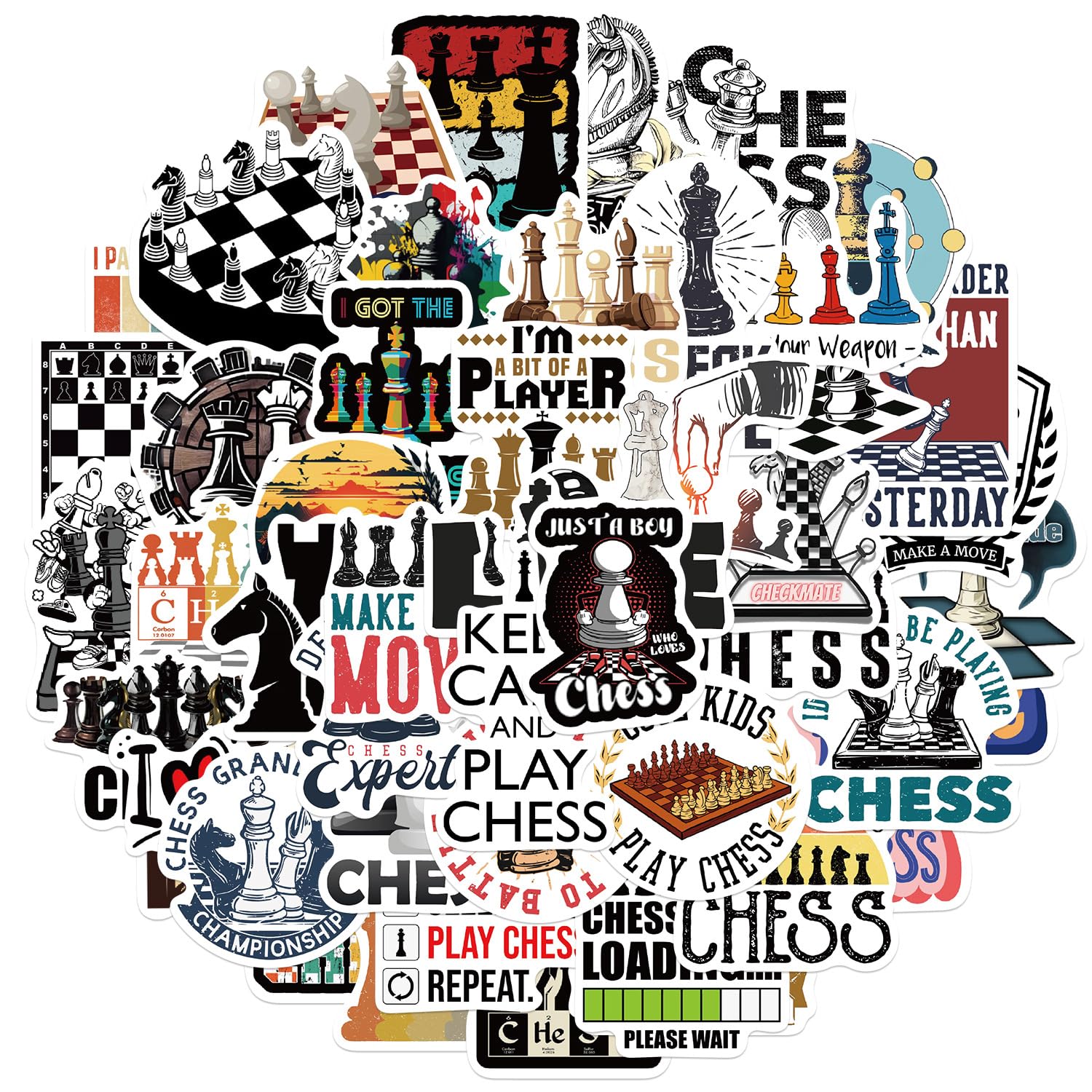 Board Games Stickers for Laptop (50 PCS),Gift for Children Teens Adults Girl Boys,Waterproof Stickers for Water Bottle,Games Vinyl Stickers for Scrapbook,Skateboard,Bike,Phone,Dairy
