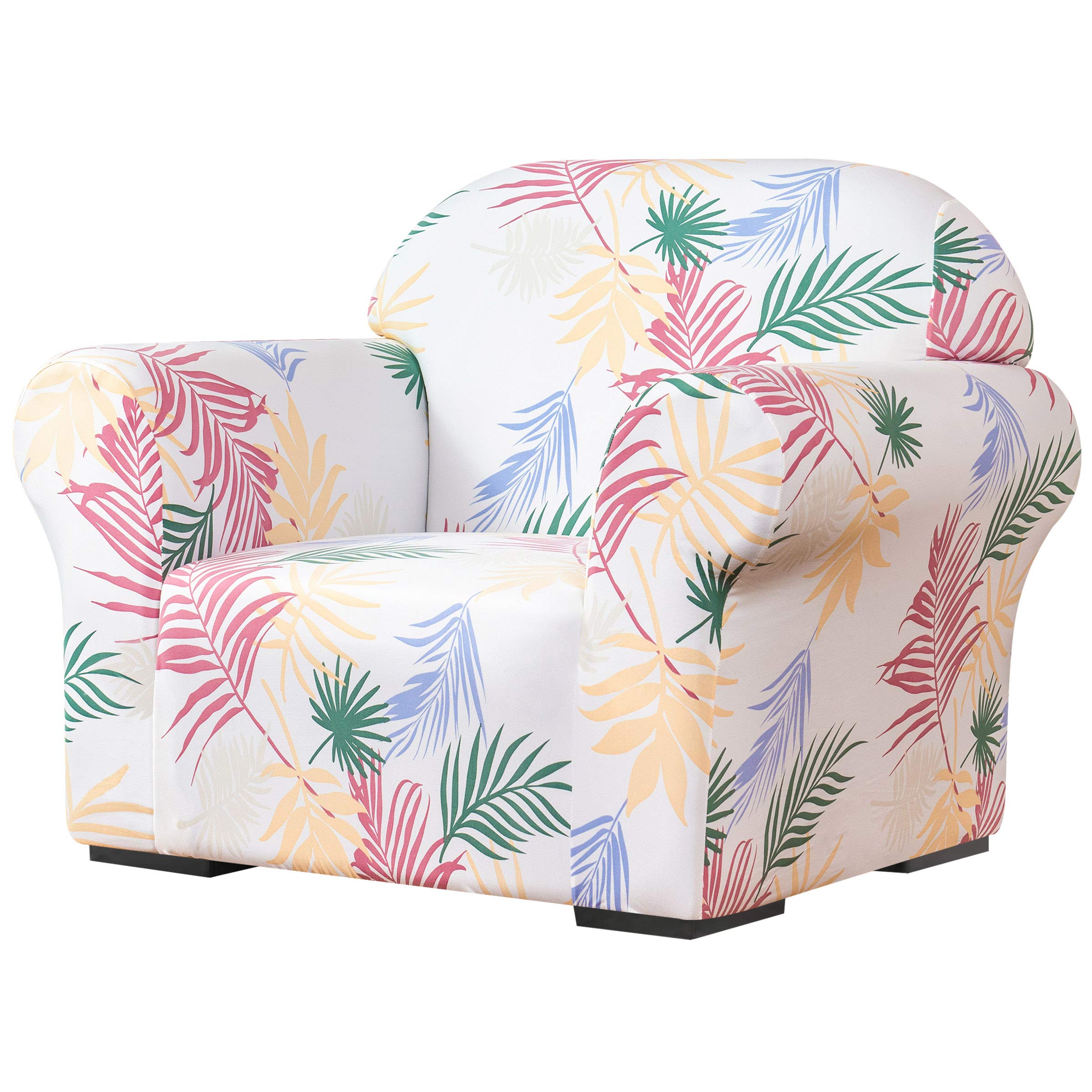 SU SUBRTEX Soft Stretch Sofa Cover 1 Piece Leaf-printed Washable Covers Chair Furniture Protector Elastic Couch Slipcovers for Kids/Dogs(Chair, White)