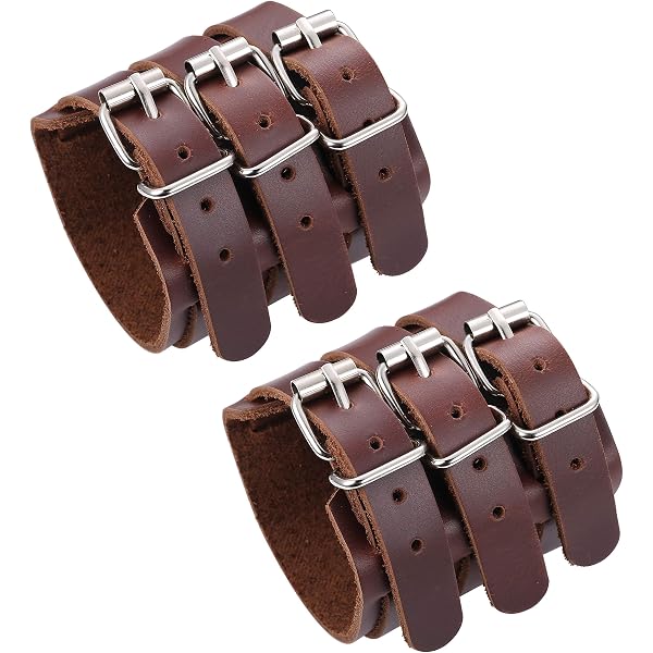 Jonline24h Men's Wide Leather Bangle Cuff Bracelet – Punk Rock Style, Brown, Fits Wrist Size 7.5 To 9 Inches