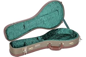 Crossrock Mandolin Case, Designed for A-Style Mandolin, Wooden Hardshell, Sponge Lining, Metal Feet, Storage Space with Remov