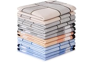 AOMIG Men's Handkerchiefs, 12 Pack Soft Gents Hankies Set, Mens Premium Handkerchiefs Assorted Pocket Square Hankies