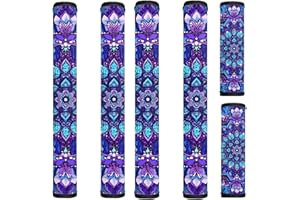 HUISEFOR Boho Refrigerator Door Handle Covers Set of 6 Mandala Kitchen Appliances Gloves Floral Fridge Microwave Dishwasher Door Cloth Protector- Catches Drips,Smudges&Fingerprints Dust Covers