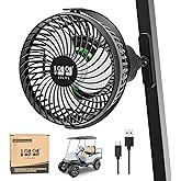 10L0L USB Golf Cart Fan - Magnetic Mount & Secure Bracket,Rechargeable,56H Battery,Silent 360° Adjustable,for Golf & RV
