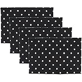 DII Polka Dot Kitchen Collection, Placemats, 13x19, Black/White Reversible, 4 Piece