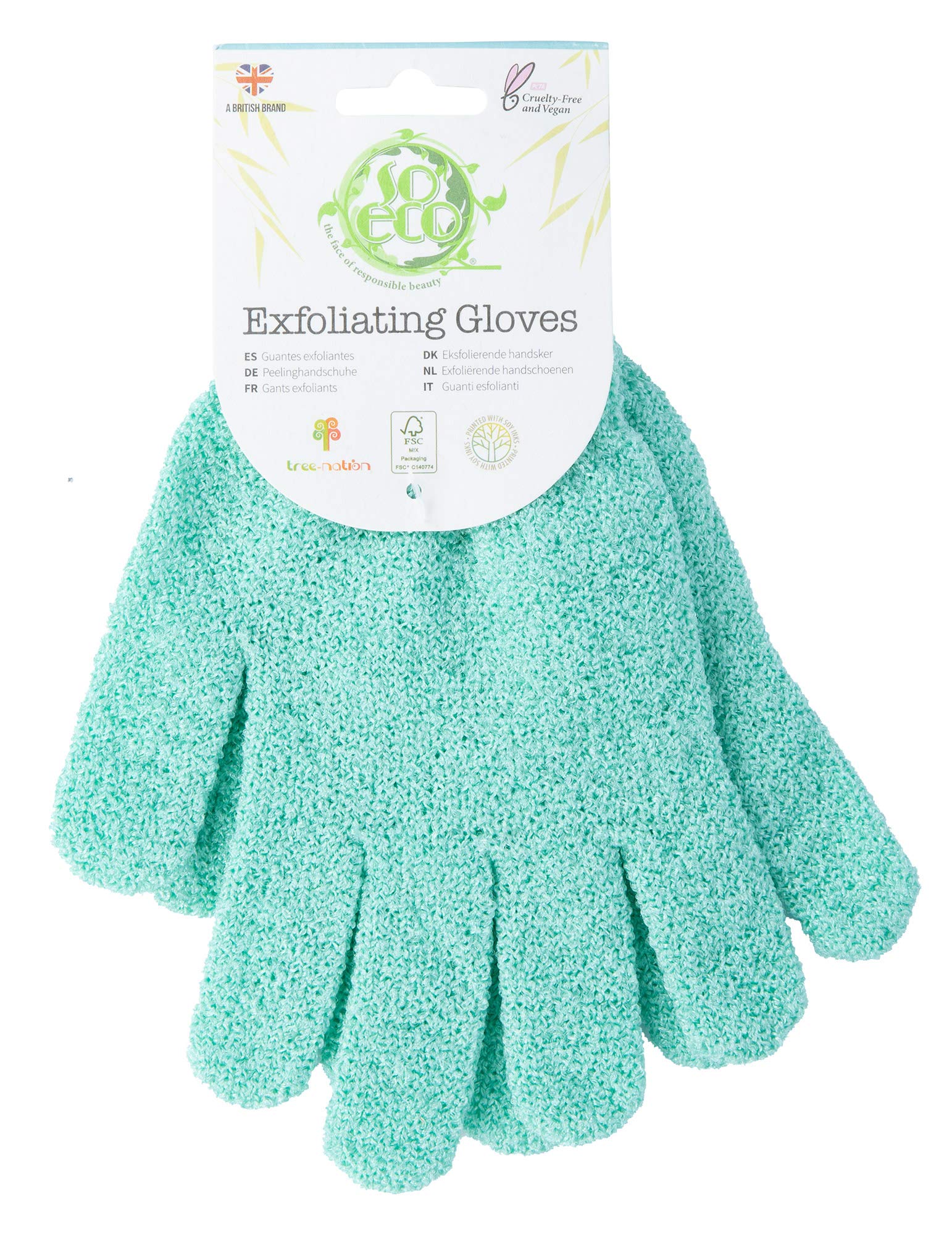 So Eco White Exfoliating Gloves - Textured Mitts for Smoother Skin, Reducing Acne & Ingrown Hairs, Made from Recycled Polyester Blend, Vegan & Cruelty-Free