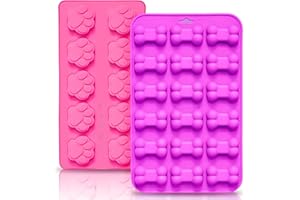 Anaeat Reusable Silicone Molds with Puppy Dog Paw and Bone Shaped, Flexible & Non-Stick Ice Cube Tray, Candy and Chocolate Making Mold for Homemade Baking Dog Treats, Jelly, Biscuit & Cupcake (2 Pack)