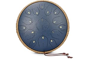 NATRALDRUM Steel Tongue Drum - 14 Inch 15 Notes Tongue Drum - Handpan Instrument for Adults with Music Book, Handpan Drum Mallets and Carry Bag, D Major Navyblue