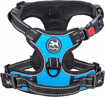 PoyPet No Pull Dog Harness with Neck Release Buckle Reflective S Blue (S)