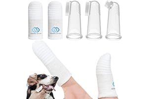 MoiiLavin Pet Toothbrush for Small to Large Dogs Cats,Soft High Grade Finger Toothbrush,Teeth Oral Cleaning,Dental Care, 1 Set for Two Fingers White (5)