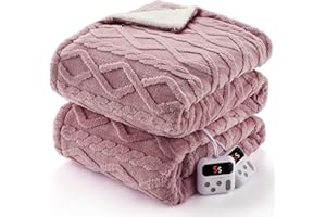 Electric Blanket King Size Dual Control, Thick Tufted Heated Blanket with 10 Heating Levels & 10 Time Settings, Fast Heating