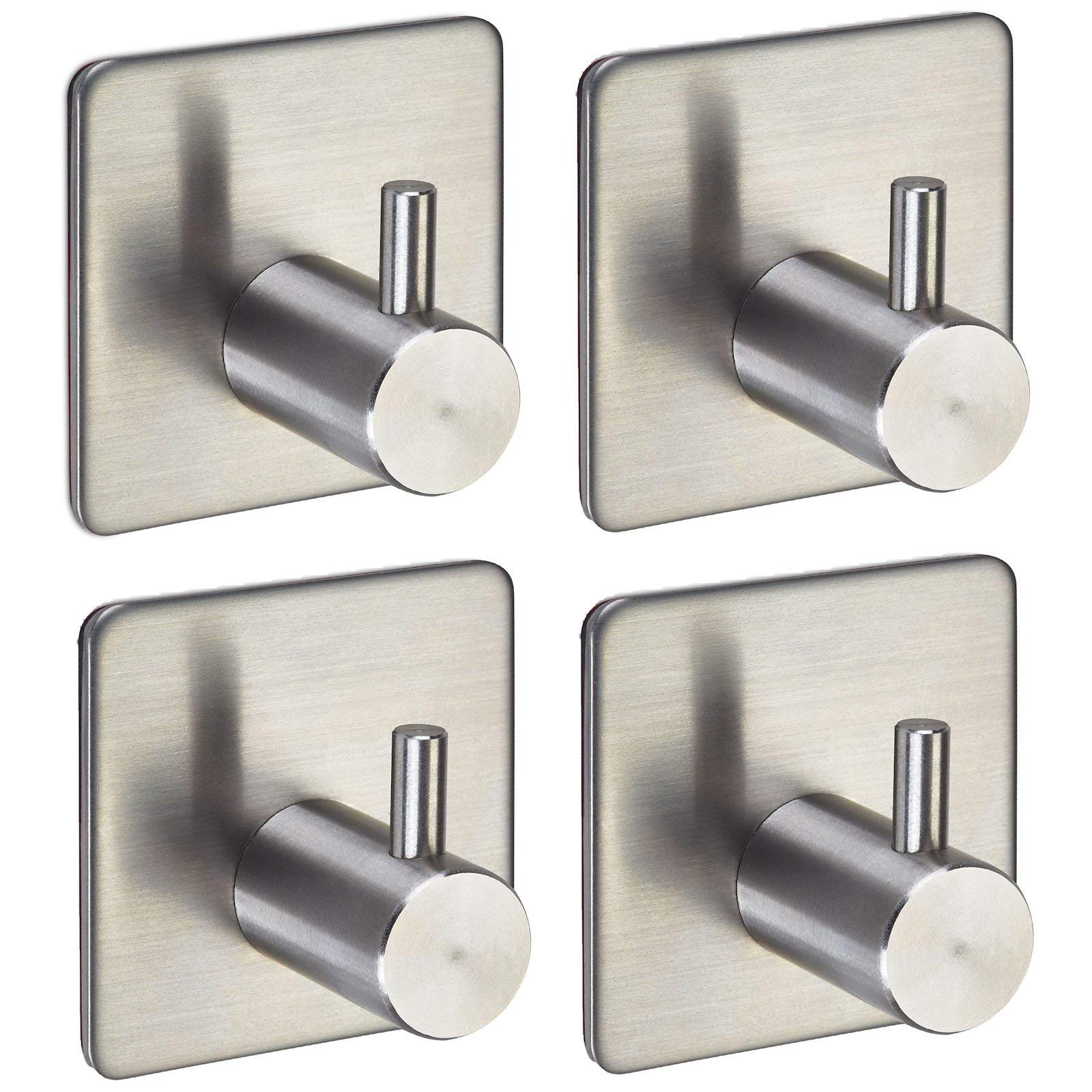 4 x Self-Adhesive Wall Hooks Pandora 3M Stainless Steel Rust-Free for Kitchen and Bathroom Kitchen Towel Hooks Bathroom