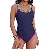 Blooming Jelly Womens Tummy Control Bathing Suit Modest One Piece Swimsuits Slimming Scoop Neck Neon 2026 Swim Suit