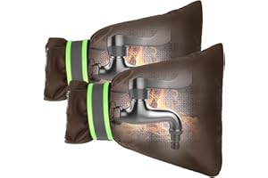 Outdoor Faucet Covers for Winter Freeze Protection, Kanosan 8.3"H X 6.7"W Thickened Reflective Outside Spigots Covers Hose Bib Insulated Sock for Winter Cold Weather, 2 Pack Brown